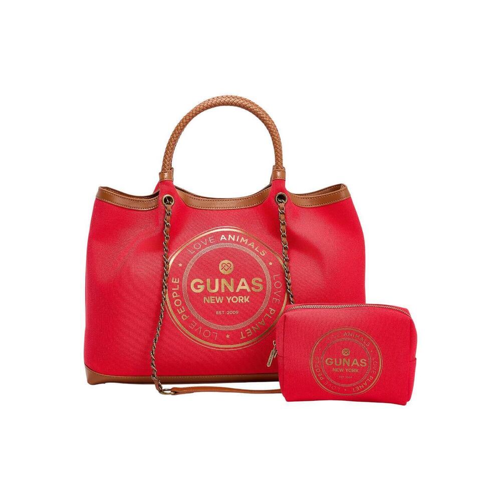 Gunas New York Canvas Double Handle Tote w/ Pouch Bold Red